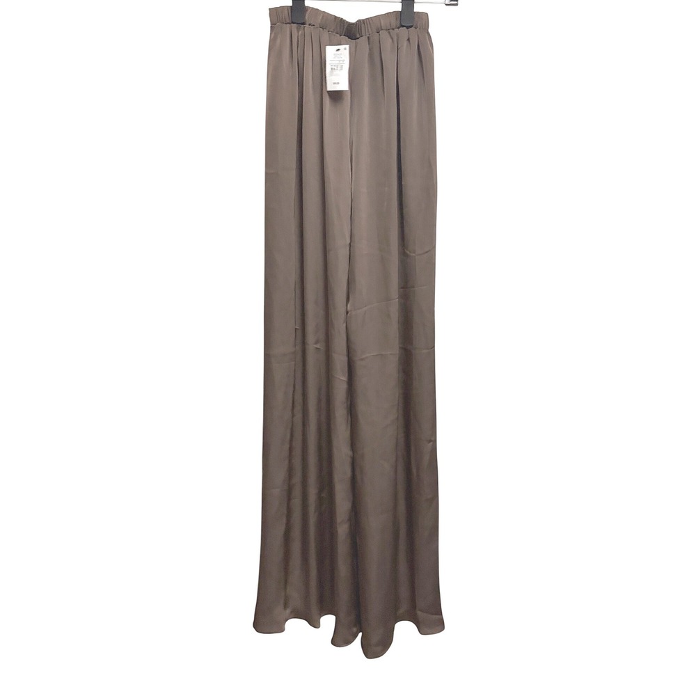 NWT Cotton On Santorini Pant Dusty Oak Brown Wide Leg Satin Trousers 2